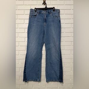 GAP Denim ’70s Flare Jeans 16/33R Two Tone Panel Retro Boho